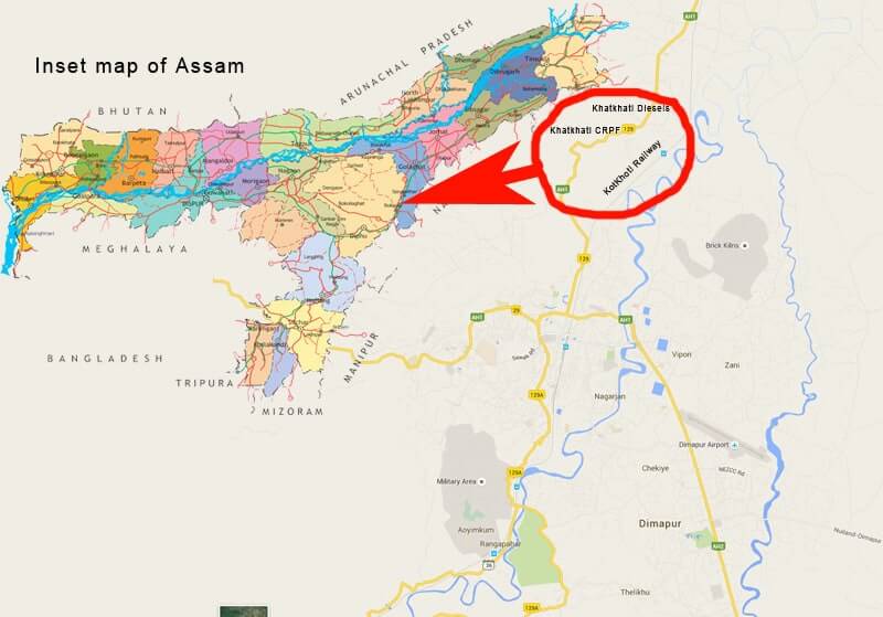 Map of Khatkhati, a few km north of Dimapur.