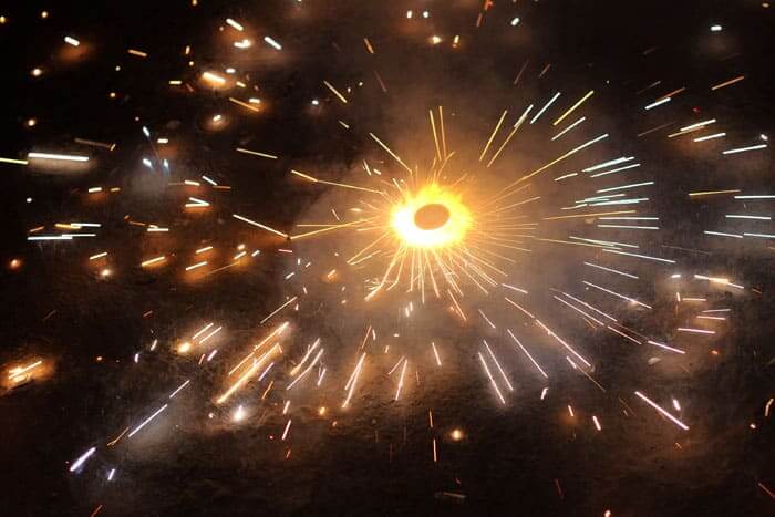 The Diwali festival is marked with many firework displays.