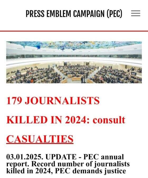 Record Number of Journalists Killed In 2024, PEC Demands Justice